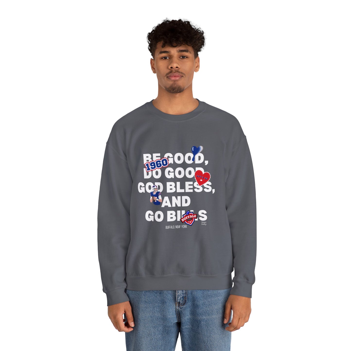 'Be Good, Do Good, God Bless "Patch Like" ' Buffalo Unisex Crewneck
