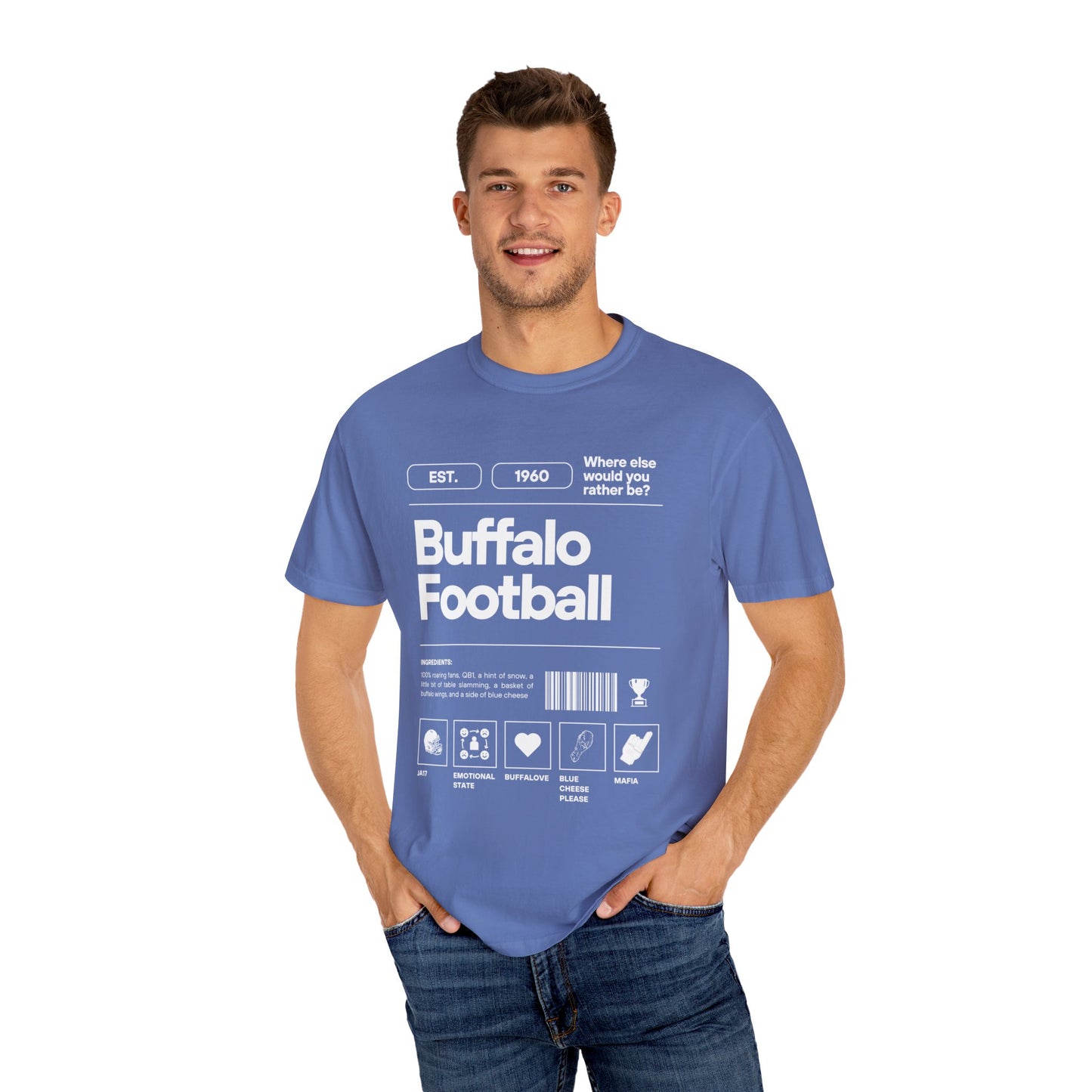 Buffalo Football Label Unisex Garment-Dyed T-shirt