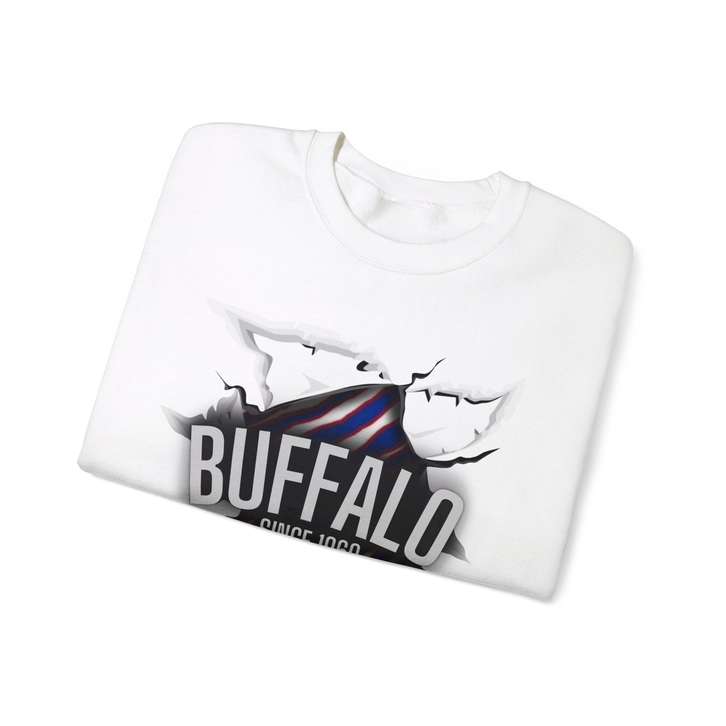 Ripped Buffalo Zubaz Printed Unisex Heavy Blend Crewneck Sweatshirt