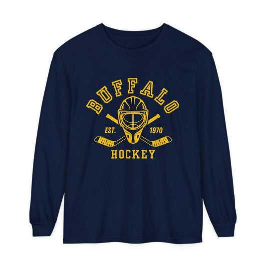 Buffalo Hockey Unisex Garment-dyed Long Sleeve T-Shirt