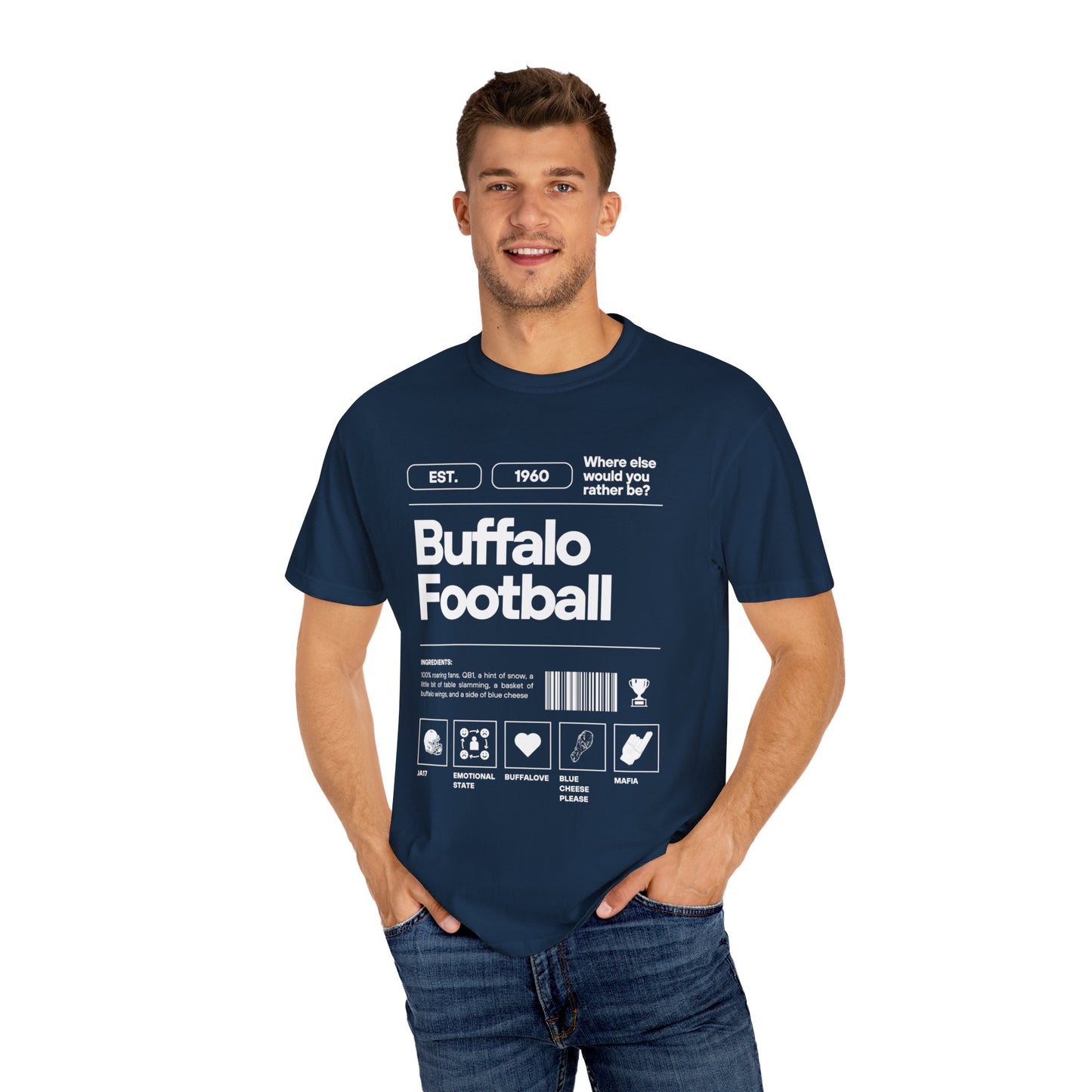 Buffalo Football Label Unisex Garment-Dyed T-shirt