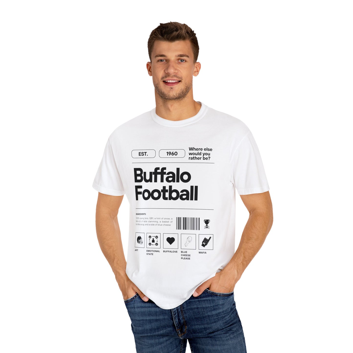 Buffalo Football Label Unisex Garment-Dyed T-shirt