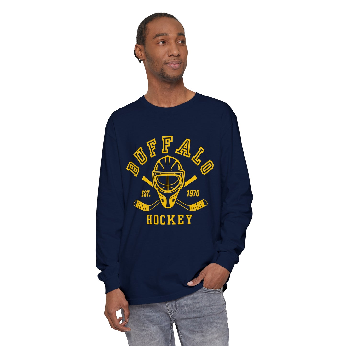 Buffalo Hockey Unisex Garment-dyed Long Sleeve T-Shirt