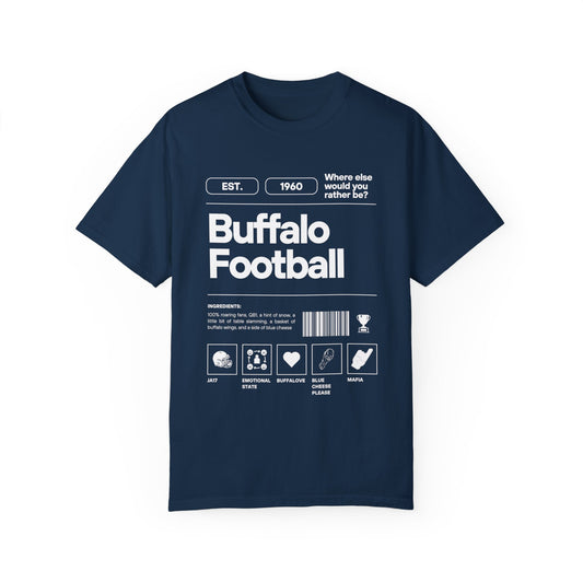 Buffalo Football Label Unisex Garment-Dyed T-shirt