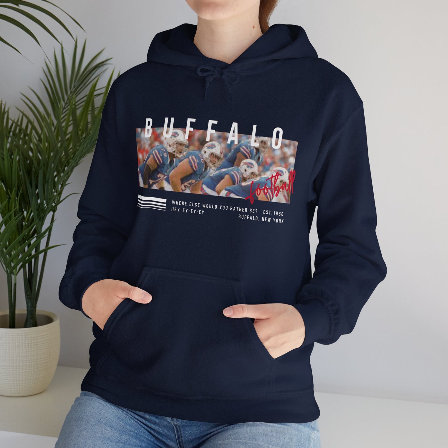 Retro Buffalo Football Unisex Heavy Blend™ Hooded Sweatshirt