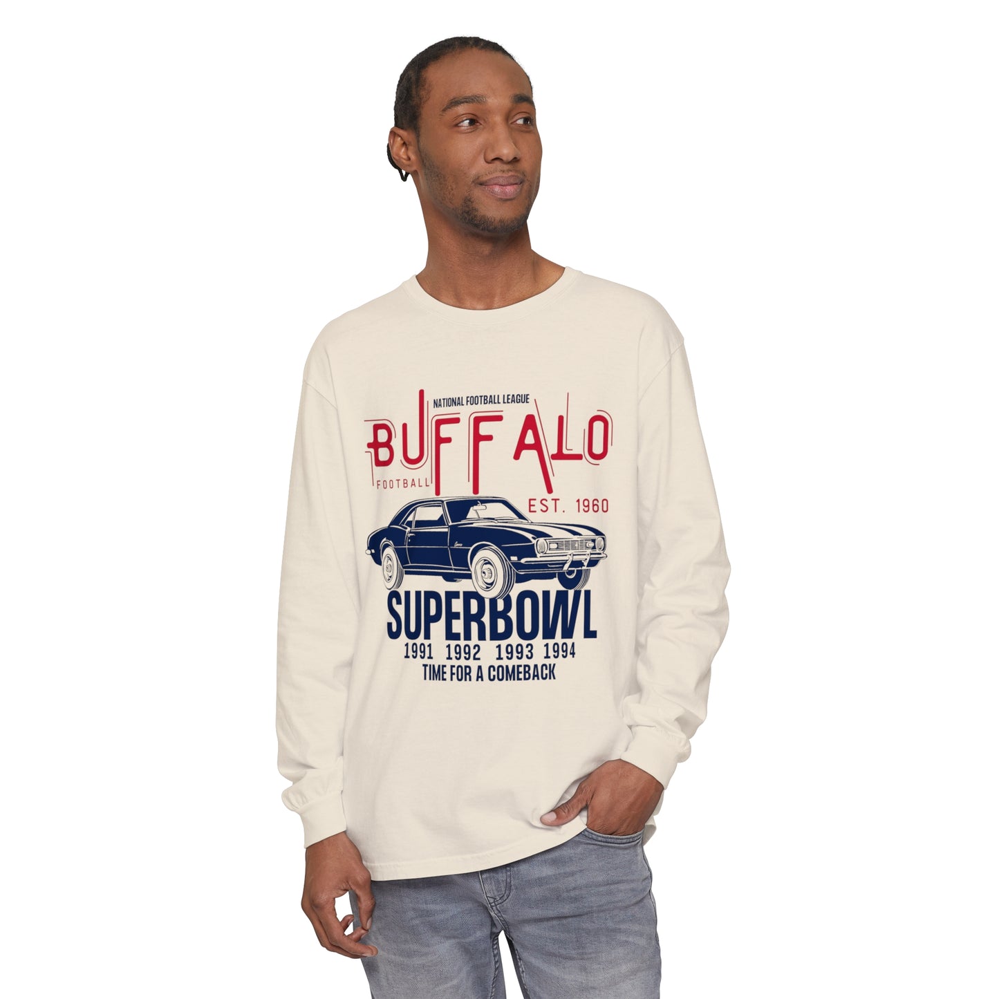 Vintage Buffalo Football Unisex Garment-dyed Long Sleeve T-Shirt