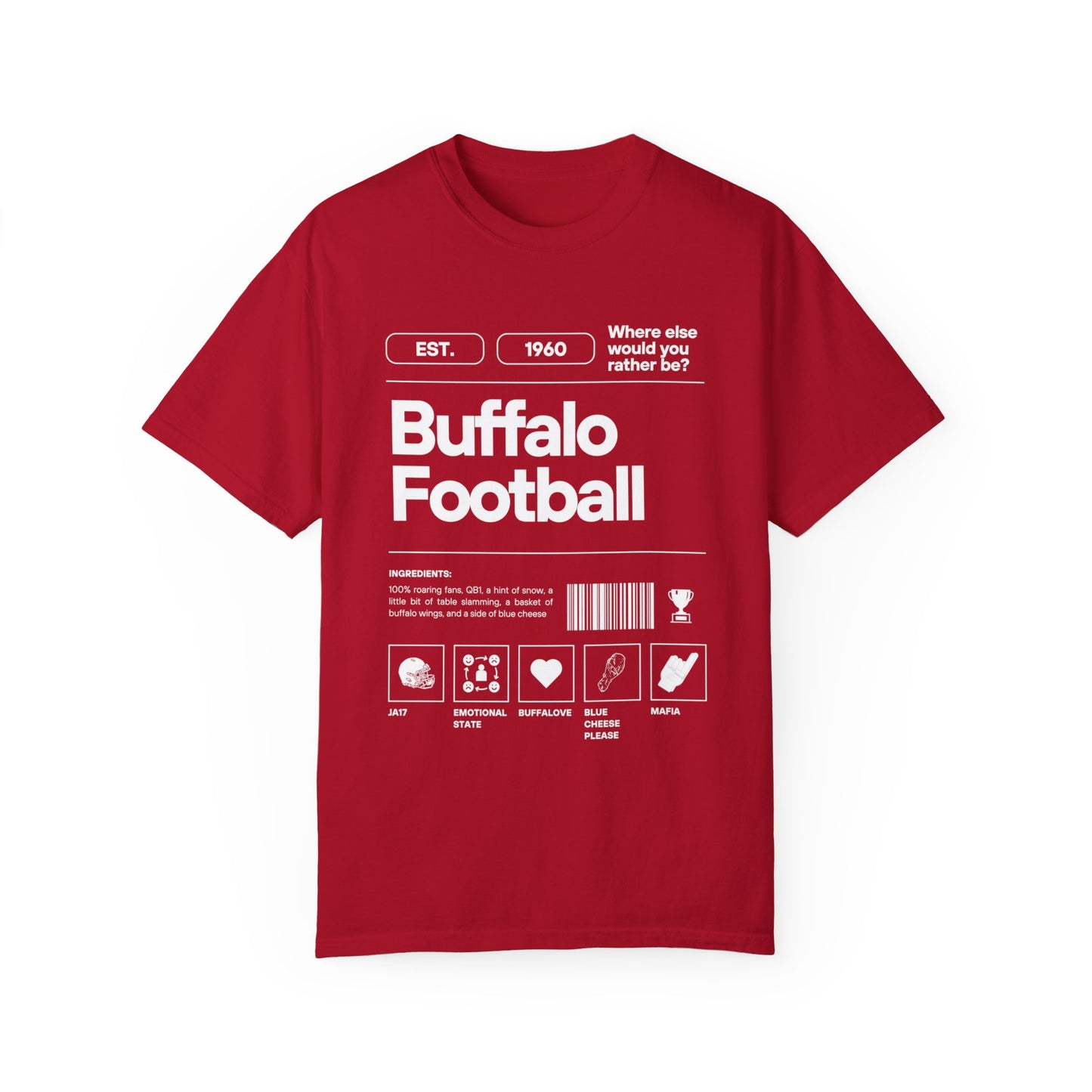 Buffalo Football Label Unisex Garment-Dyed T-shirt