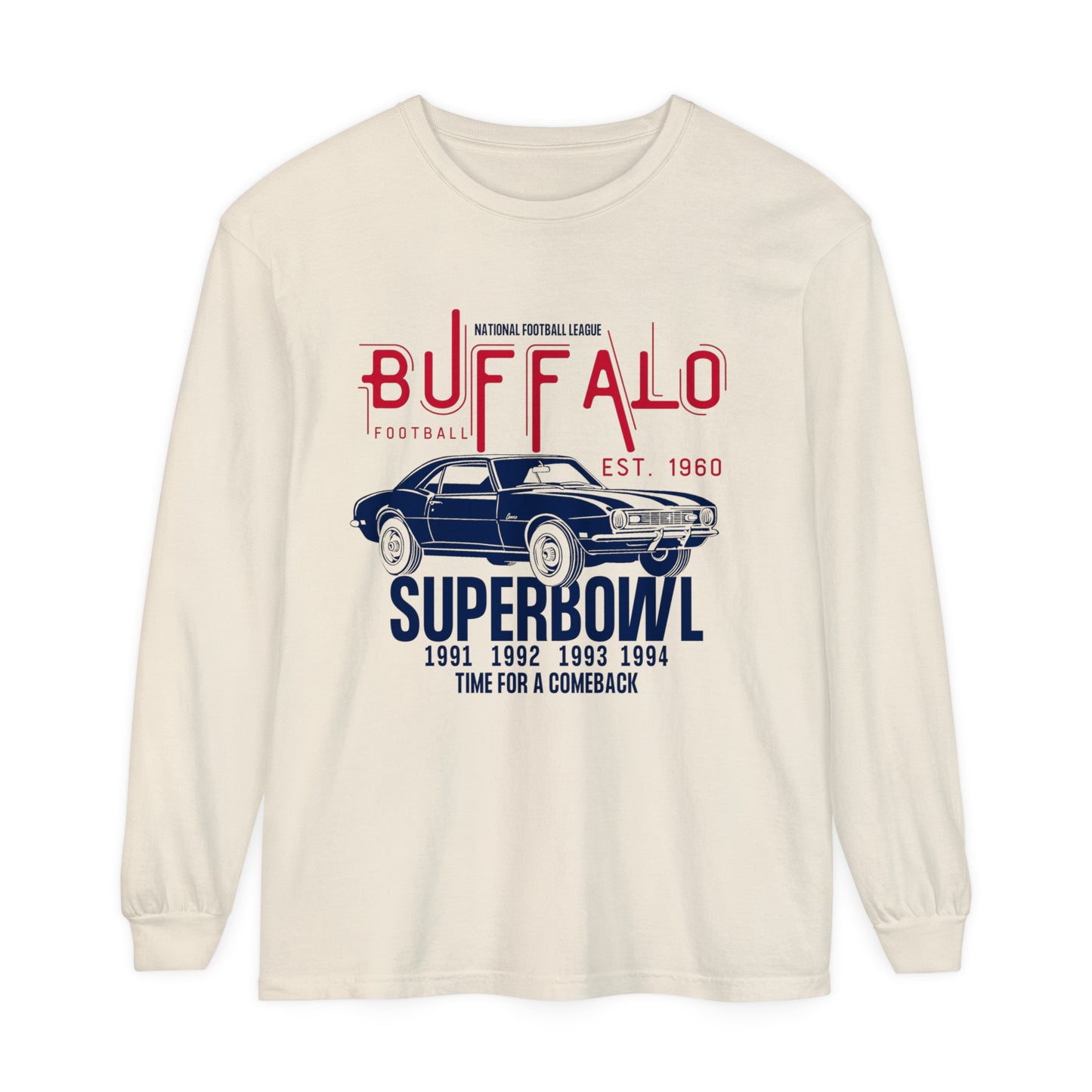 Vintage Buffalo Football Unisex Garment-dyed Long Sleeve T-Shirt