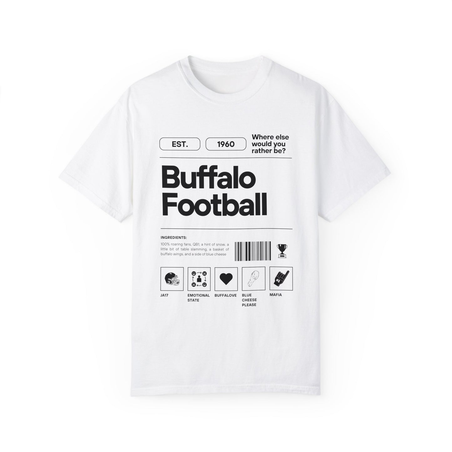 Buffalo Football Label Unisex Garment-Dyed T-shirt