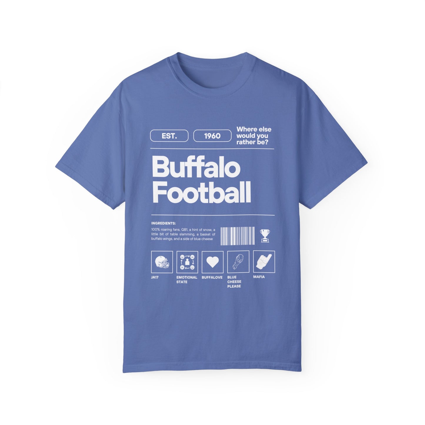 Buffalo Football Label Unisex Garment-Dyed T-shirt