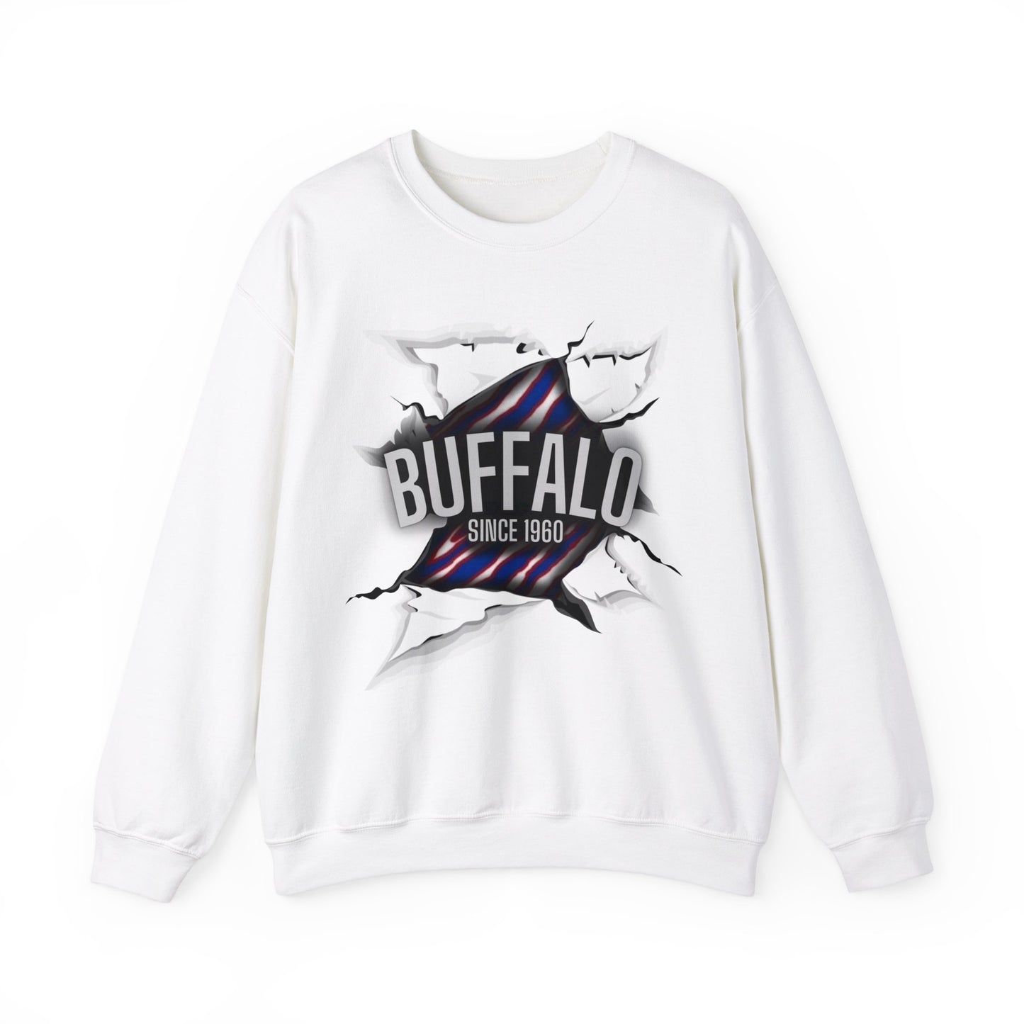 Ripped Buffalo Zubaz Printed Unisex Heavy Blend Crewneck Sweatshirt