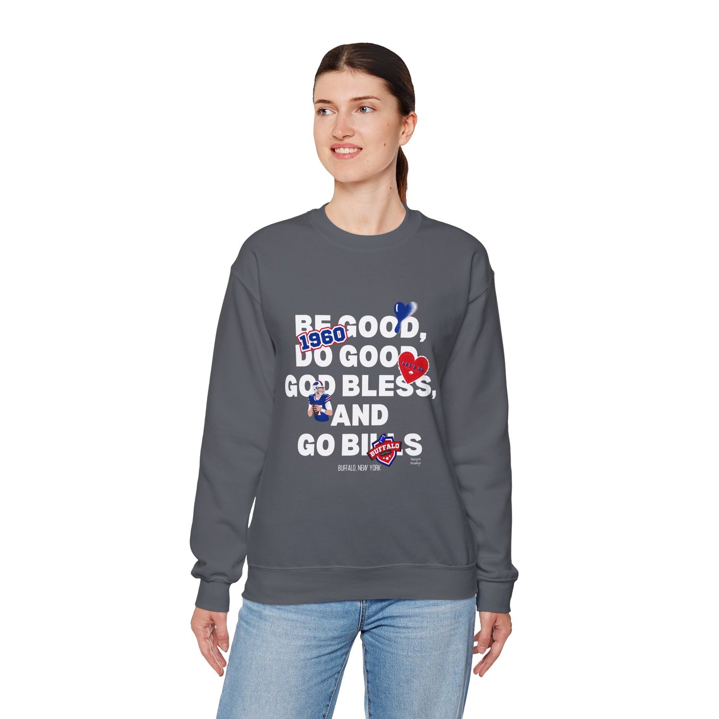 'Be Good, Do Good, God Bless "Patch Like" ' Buffalo Unisex Crewneck