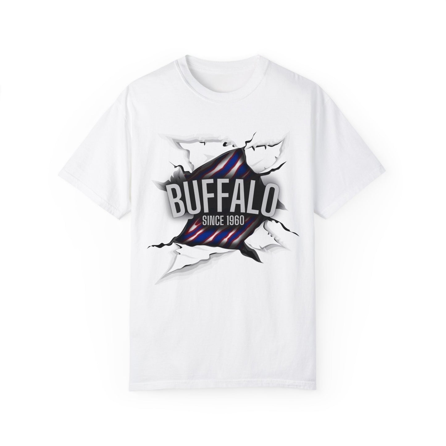 Ripped Buffalo Zubaz Printed Unisex Garment-Dyed T-shirt