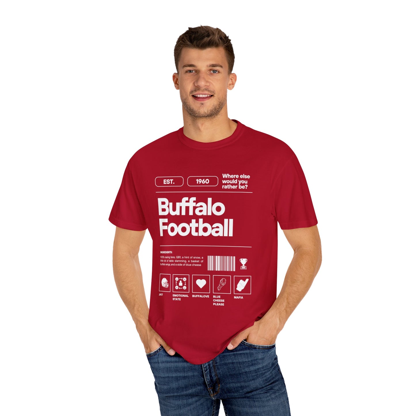Buffalo Football Label Unisex Garment-Dyed T-shirt